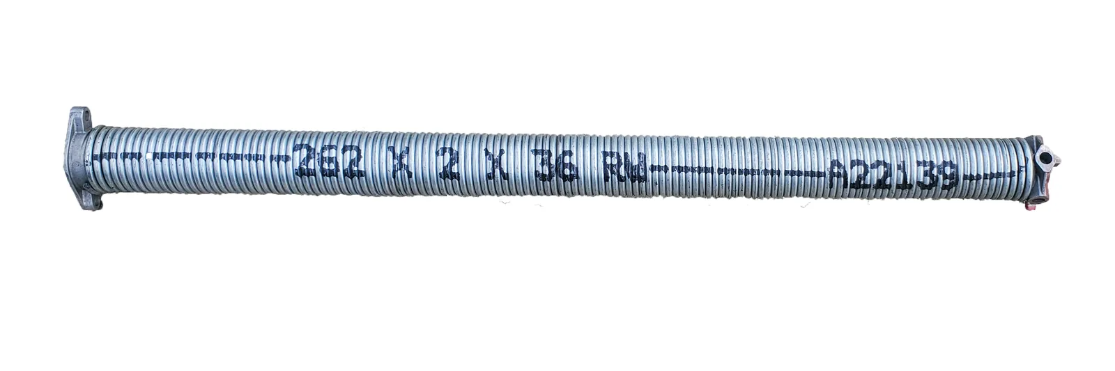 a garage door torsion spring with its size printed on the coil